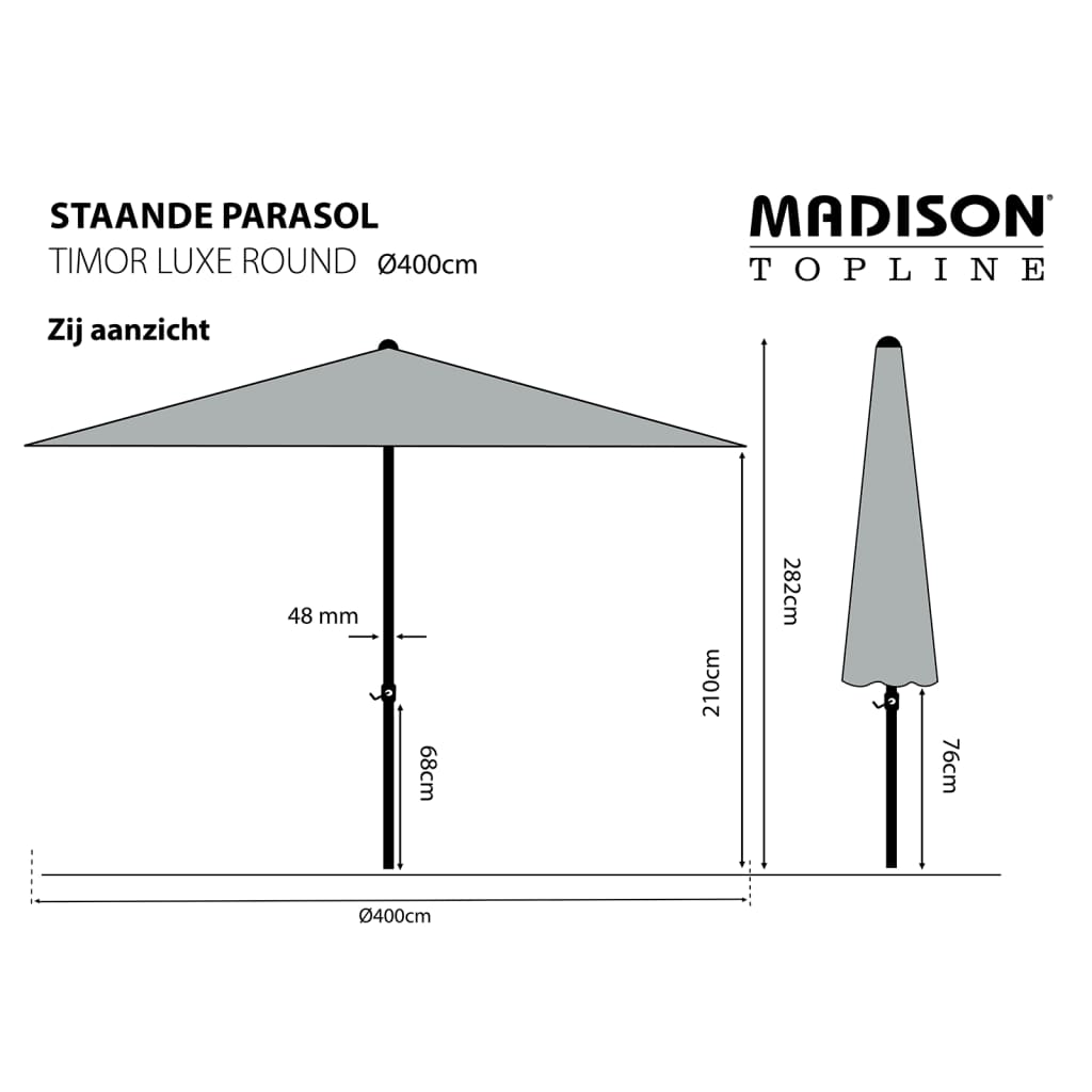 Madison Skėtis nuo saulės Timor Luxe, 400cm, pilkos sp., PAC8P014