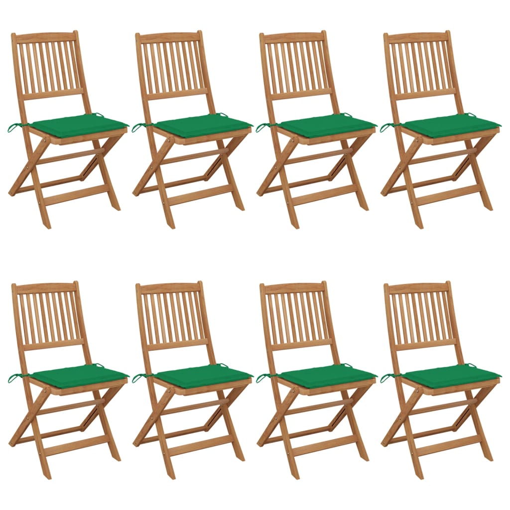 vidaXL Sulankstomos sodo kėdės su pagalvėlėmis, 8vnt., akacija