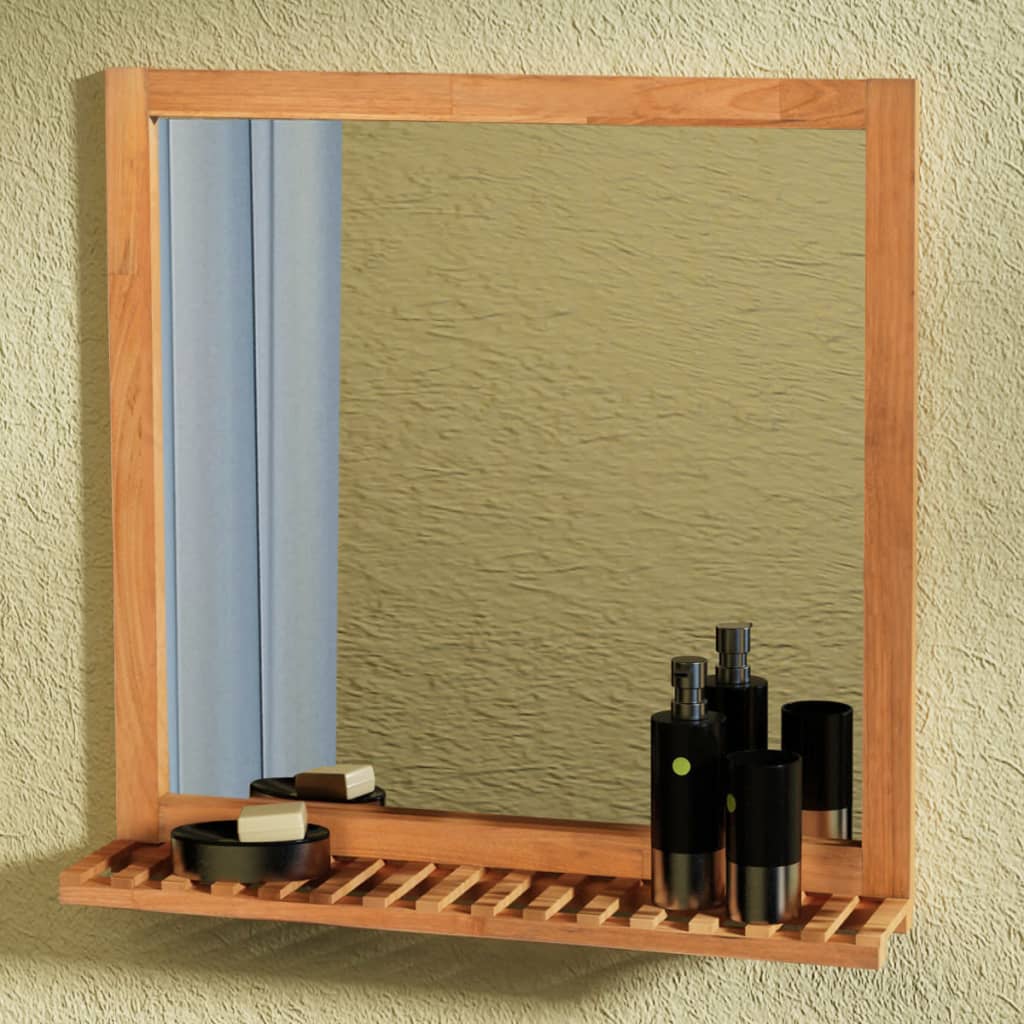 vidaXL Vonios veidrodis, masyvi riešutmedžio mediena, 60x63 cm