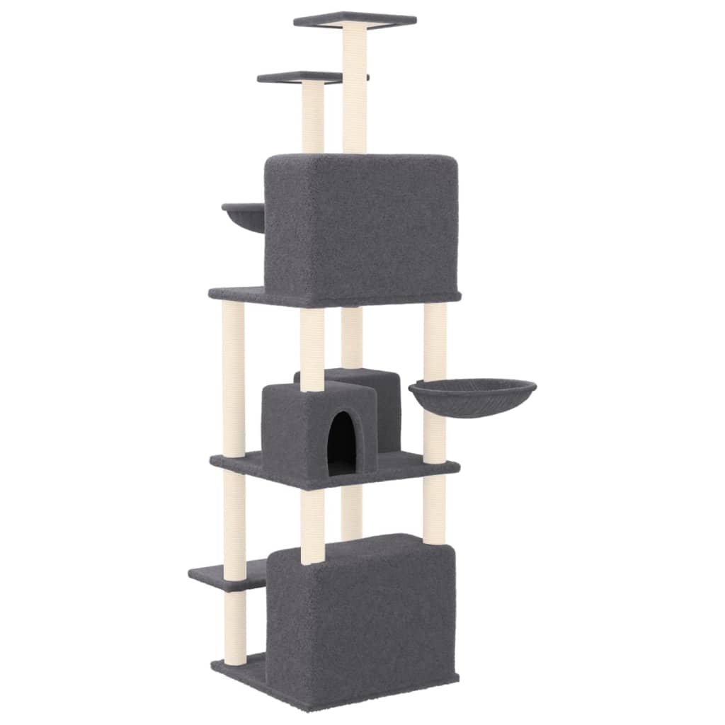 vidaXL Draskyklė katėms su stovais iš sizalio, tamsiai pilka, 180cm