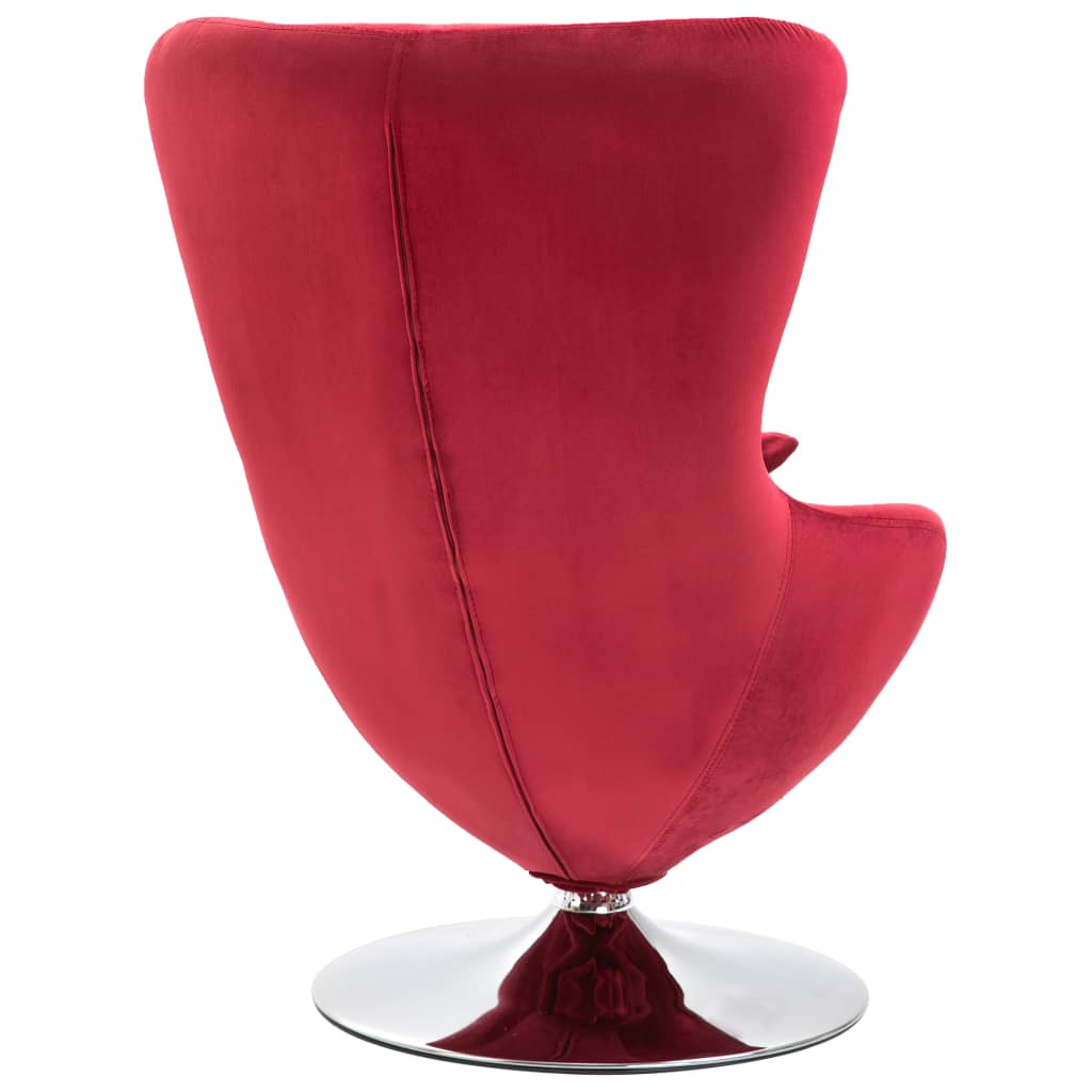 vidaXL Kėdė su pagalvėle, raudona, aksomas, kiauš. formos, pasuk.