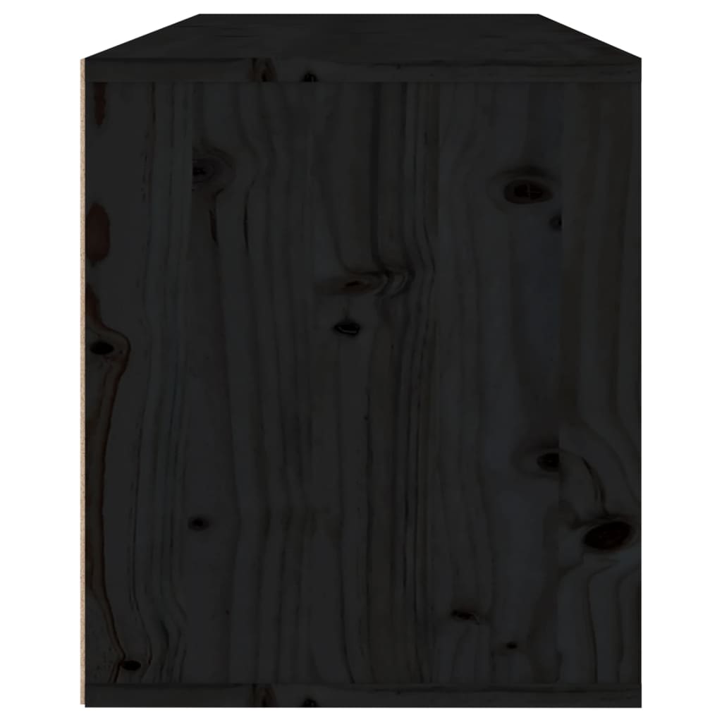 vidaXL Televizoriaus spintelės, 3vnt., juodos, pušies medienos masyvas