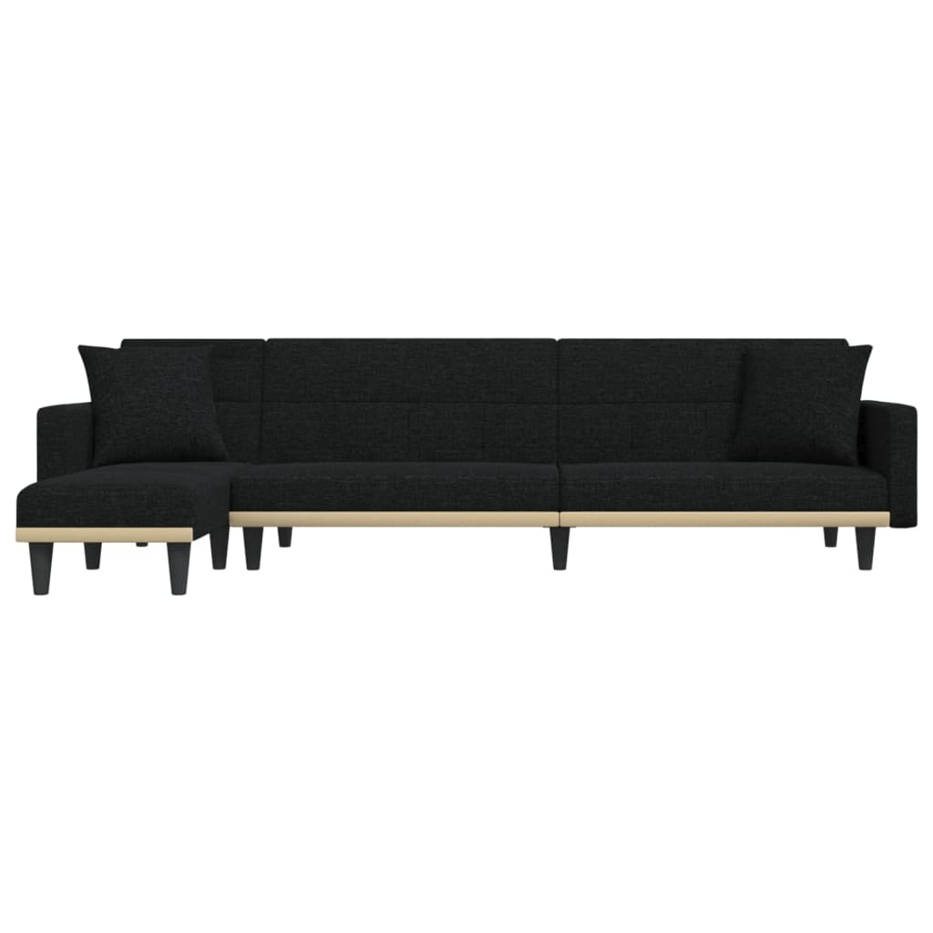 vidaXL L formos sofa-lova, juodos spalvos, 275x140x70cm, audinys