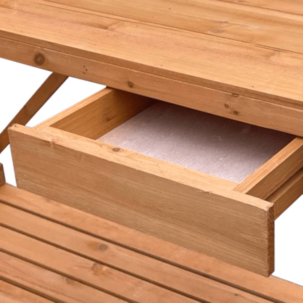 vidaXL Sodinimo stalas su treliažu, rudos sp., eglės medienos masyvas