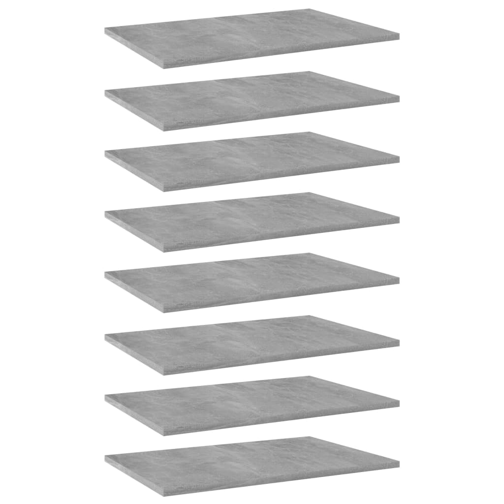 vidaXL Knygų lentynos plokštės, 8vnt., betono pilkos, 60x40x1,5cm, MDP