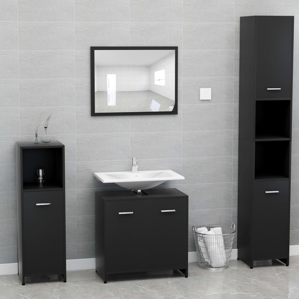 vidaXL Vonios kambario spintelė, juodos spalvos, 60x33x61cm, MDP