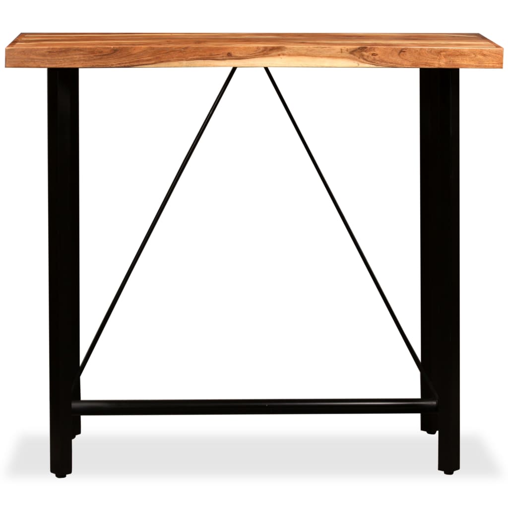 vidaXL Baro baldų kompl., 5d., akacijos mediena ir tikra oda
