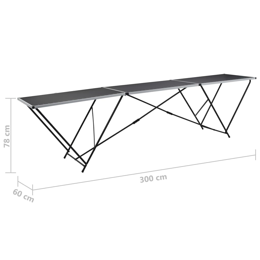 vidaXL Klijavimo stalas, sulankst., MDF ir aliuminis, 300x60x78cm