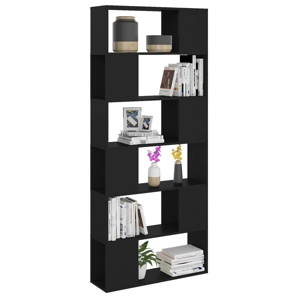 vidaXL Spintelė knygoms/kambario pertvara, juoda, 80x24x186cm, MDP