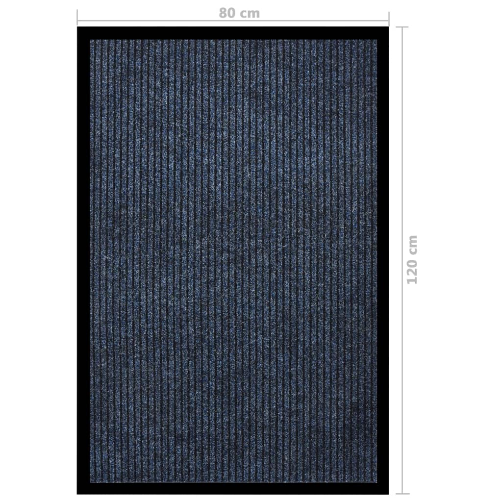 vidaXL Durų kilimėlis, mėlynos spalvos, 80x120cm, dryžuotas