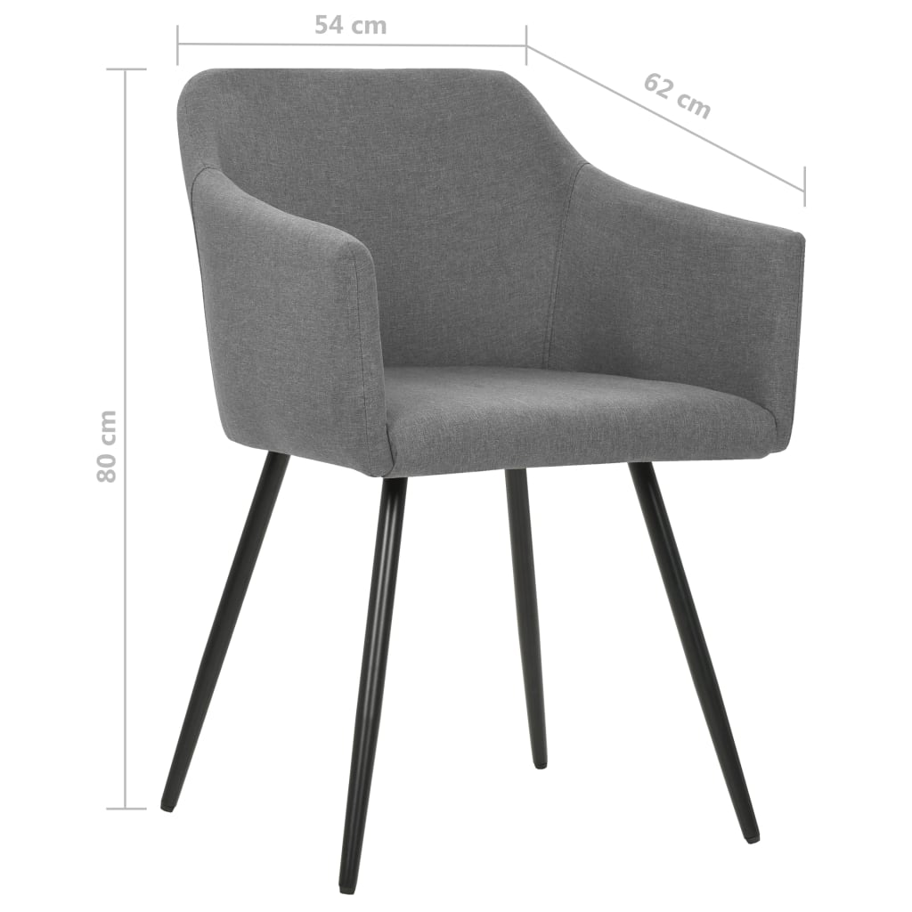 vidaXL Valgomojo kėdės, 4vnt., šviesiai pilkos, audinys (2x323093)