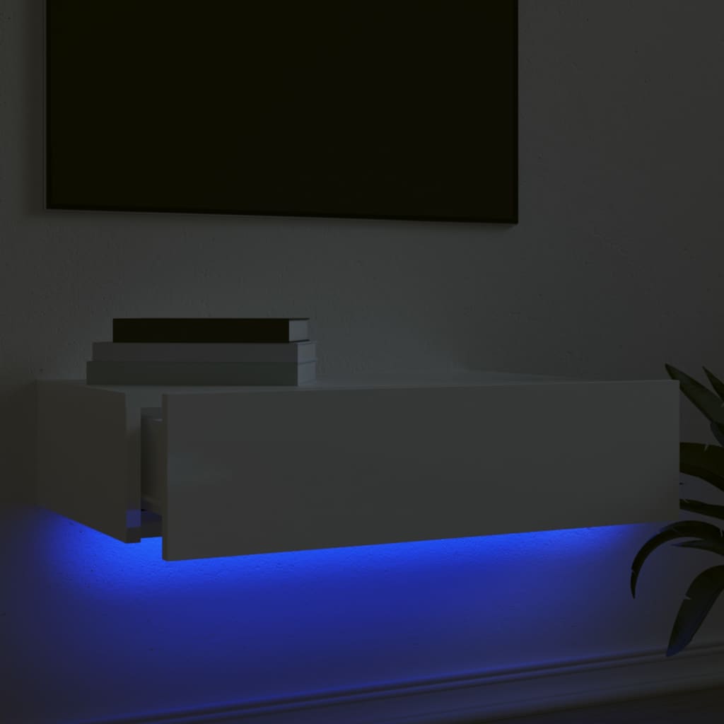 vidaXL Televizoriaus spintelė su LED lemputėmis, balta, 60x35x15,5cm