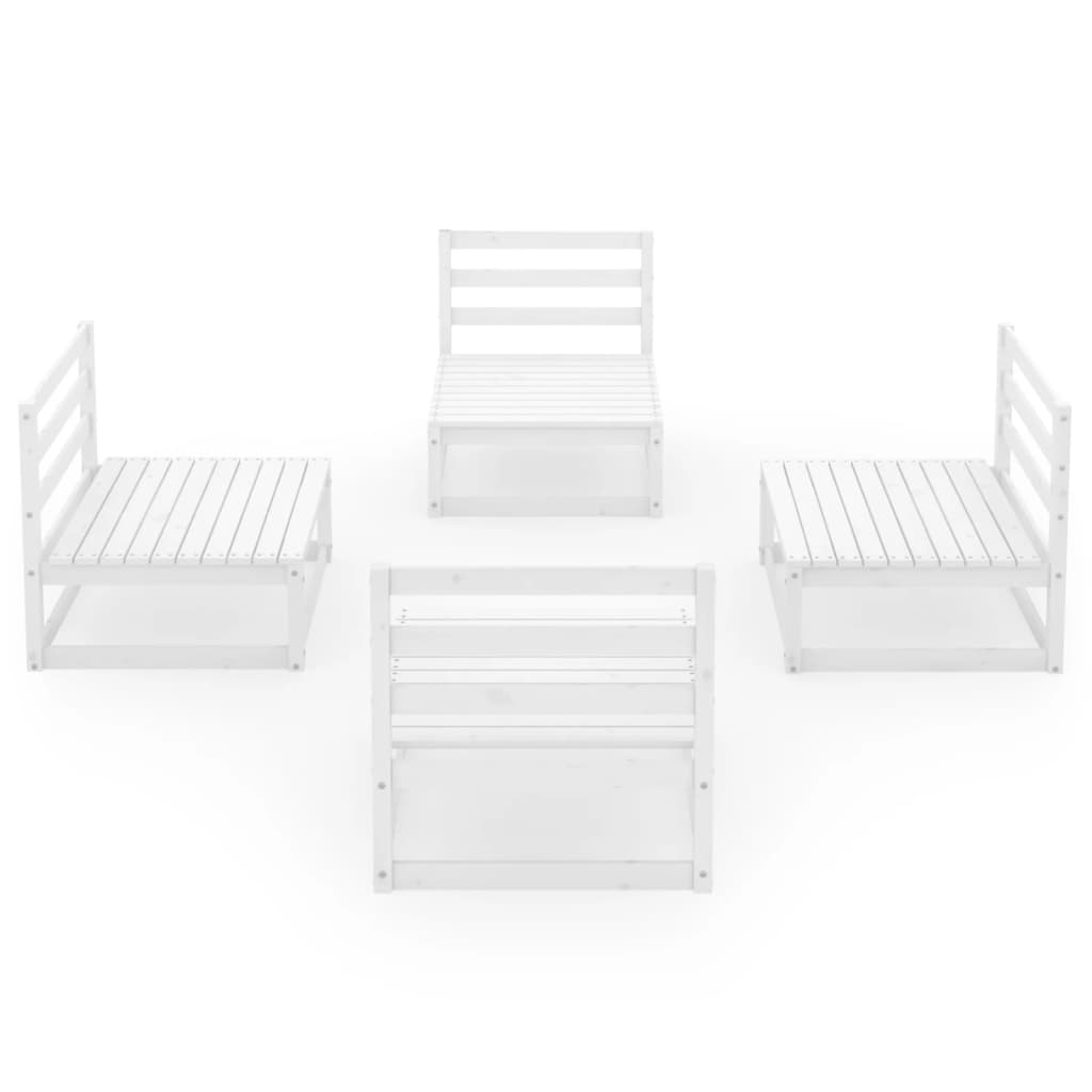 vidaXL Sodo poilsio baldų komplektas, 4 dalių, baltas, pušies masyvas