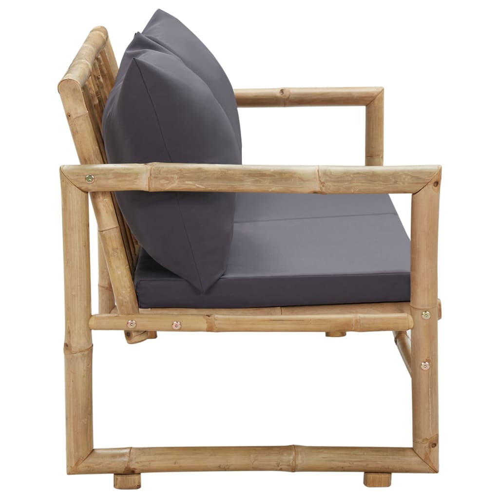vidaXL Sodo suoliukas su pagalvėlėmis, 115 cm, bambukas