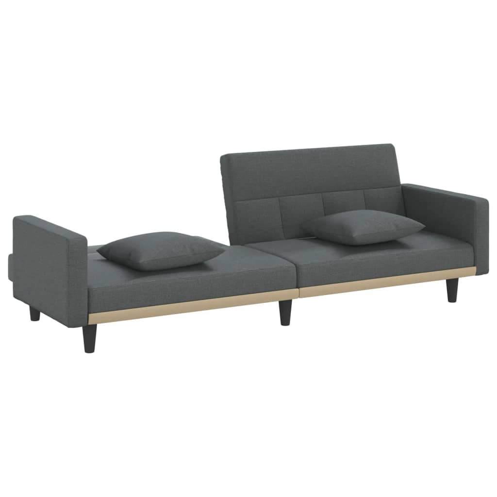 vidaXL Sofa-lova su pagalvėlėmis, tamsiai pilkos spalvos, audinys