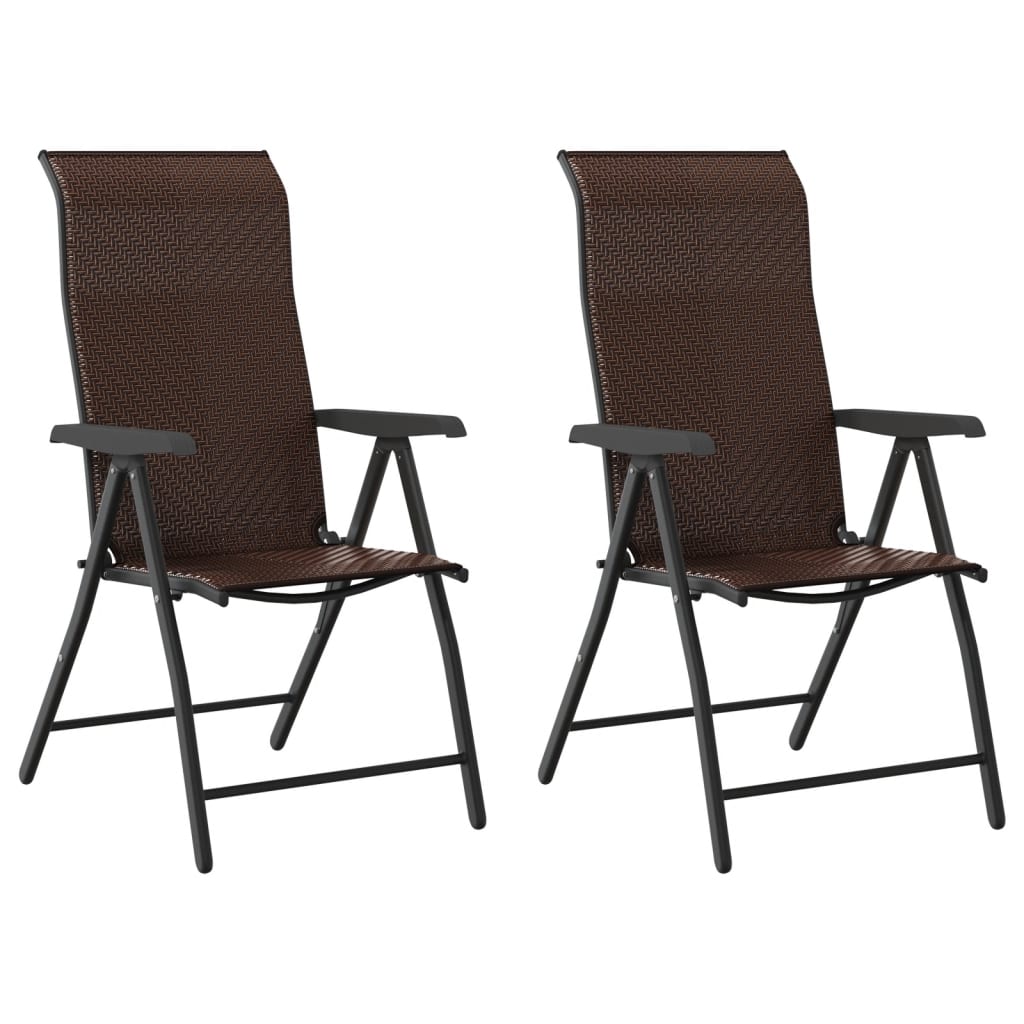 vidaXL Sulankstomos sodo kėdės, 2vnt., rudos spalvos, poliratanas