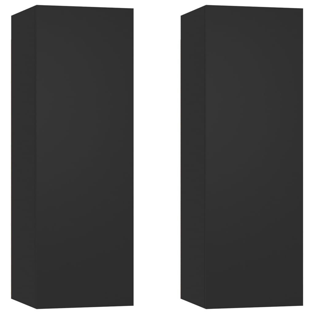 vidaXL Televizoriaus spintelės, 2vnt., juodos, 30,5x30x90cm, mediena