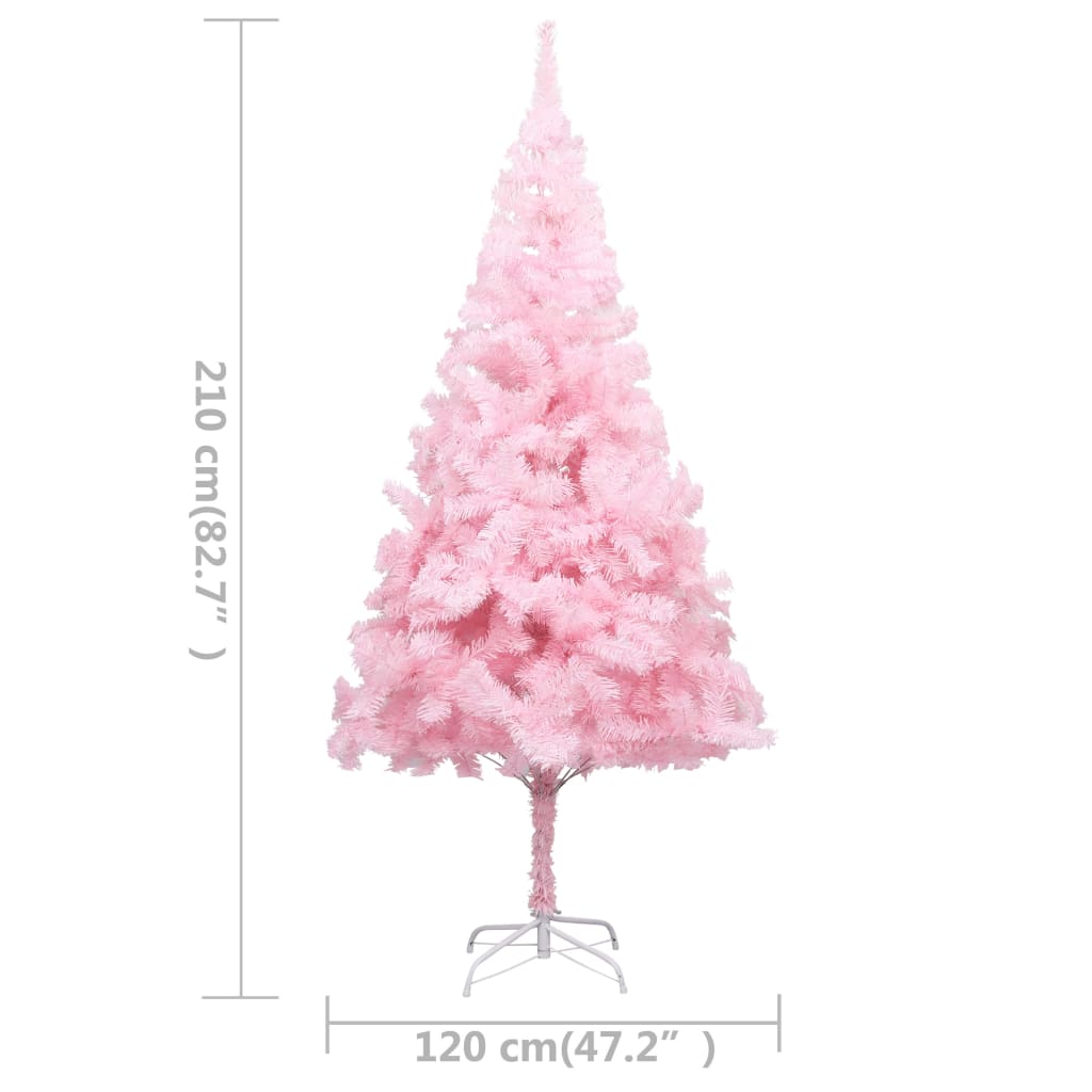 vidaXL Dirbtinė apšviesta Kalėdų eglutė su stovu, rožinė, 210cm, PVC
