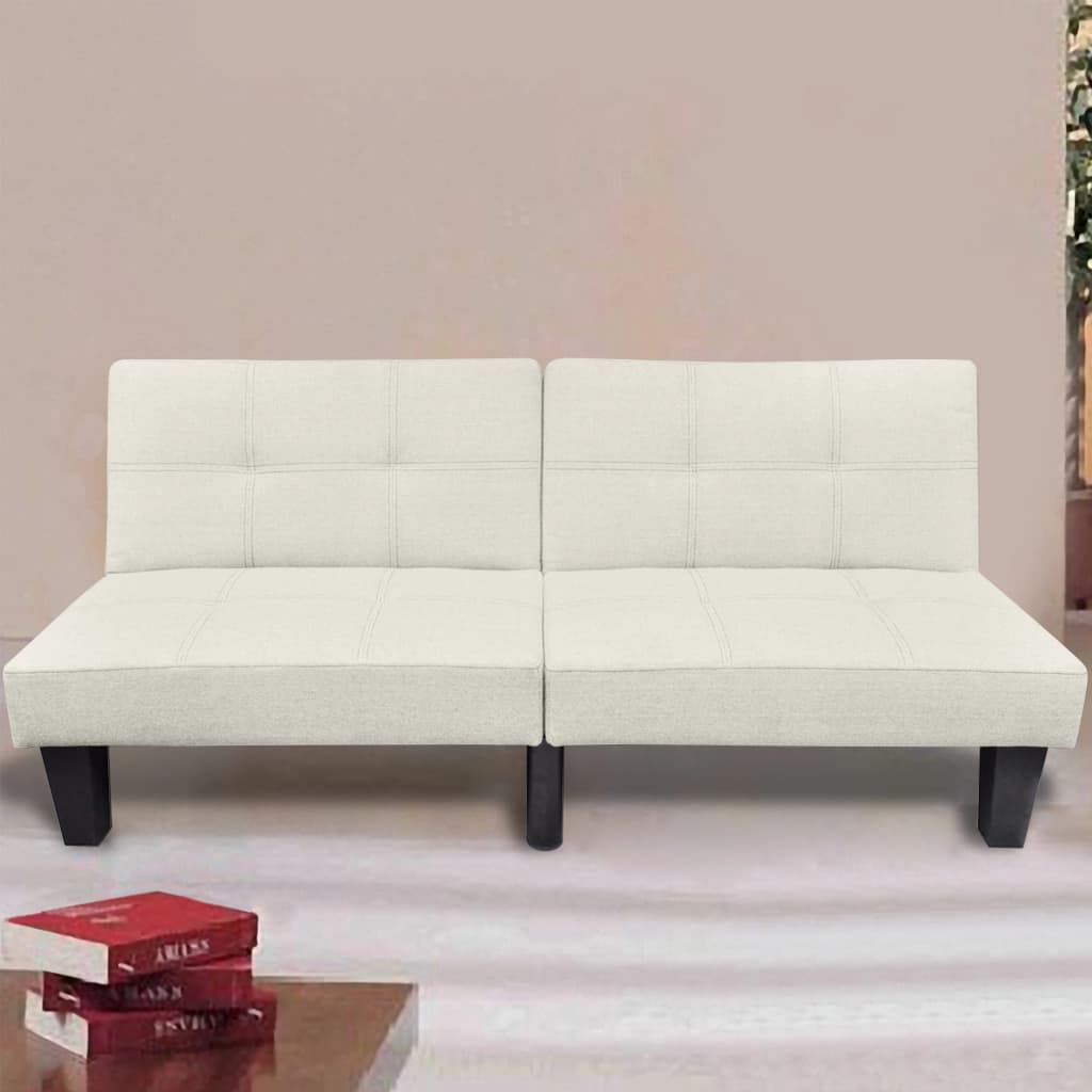 vidaXL Sofa lova, kreminės spalvos, reguliuojama