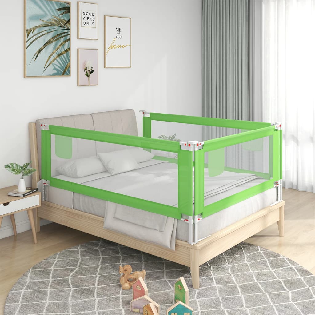 vidaXL Apsauginis turėklas vaiko lovai, žalias, 160x25cm, audinys