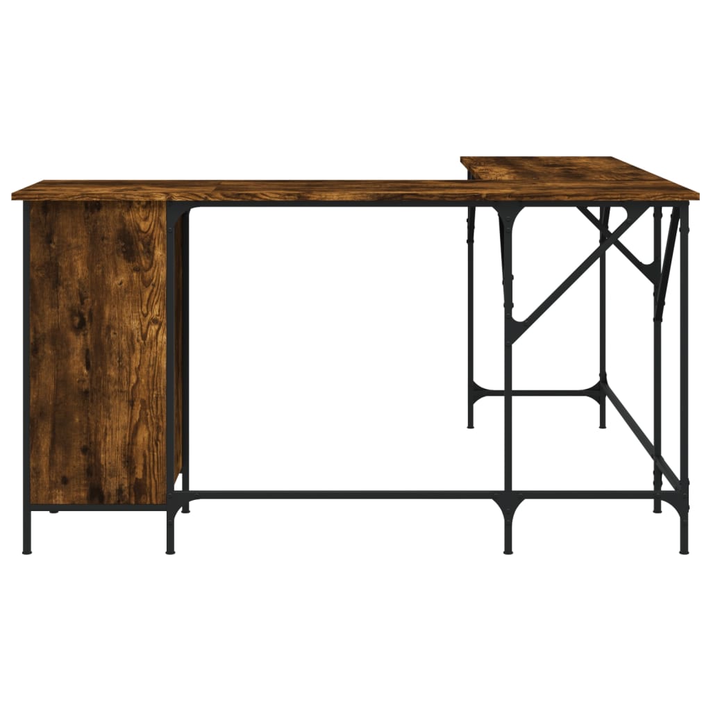 vidaXL Rašomasis stalas, dūminio ąžuolo, 141x141x75cm, mediena