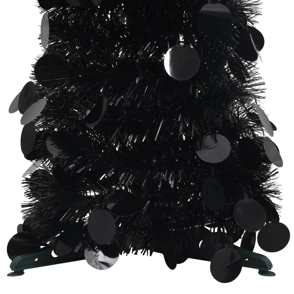 vidaXL Išskleidžiama dirbtinė Kalėdų eglutė, juoda, 150cm, PET