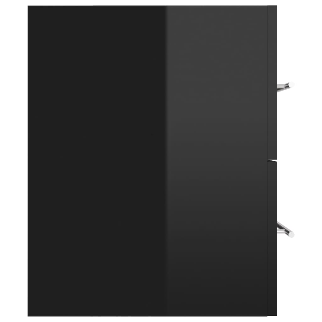 vidaXL Praustuvo spintelė su įmontuotu praustuvu, juoda, MDP, blizgi