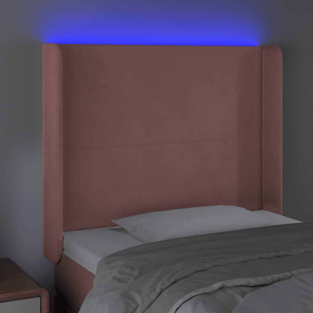 vidaXL Galvūgalis su LED, rožinės spalvos, 83x16x118/128cm, aksomas
