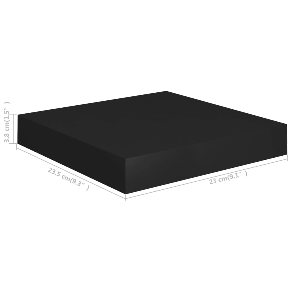vidaXL Pakabinama sieninė lentyna, juodos spalvos, 23x23,5x3,8cm, MDF