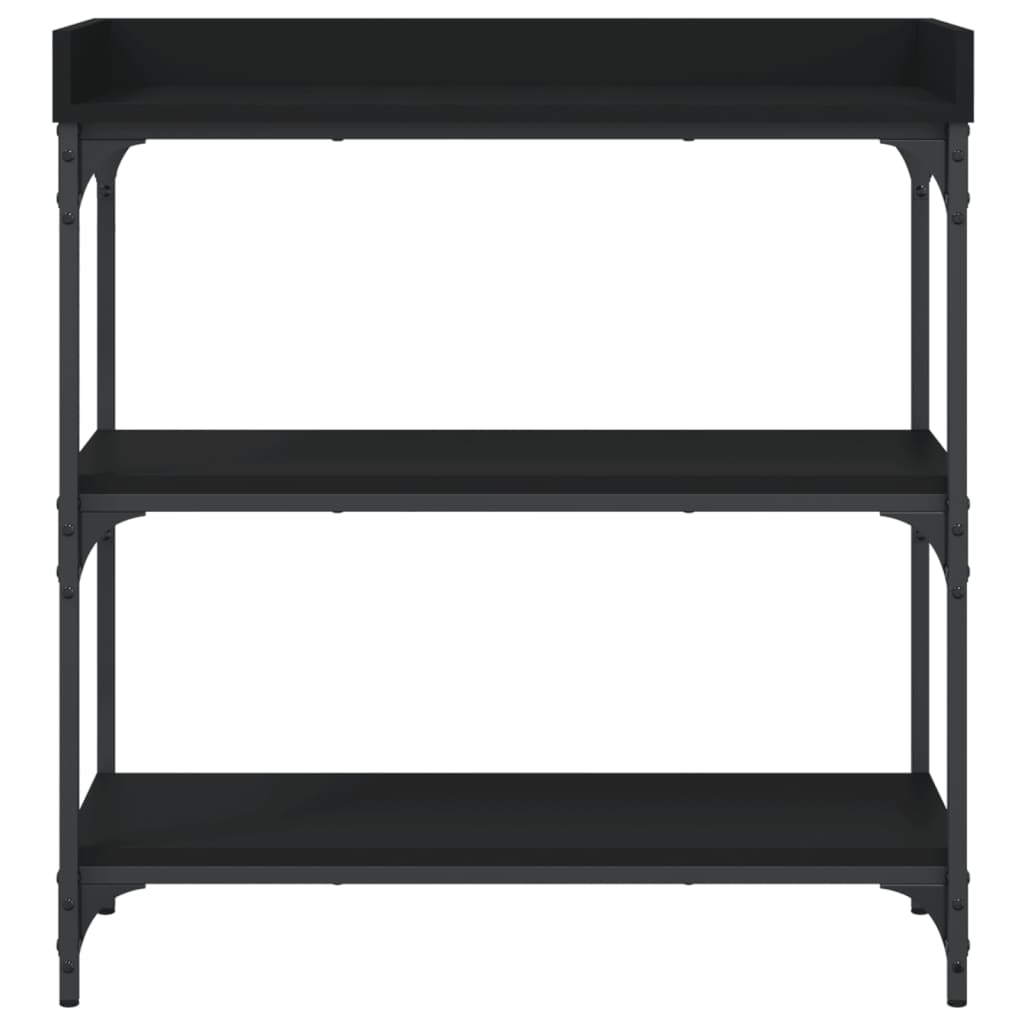 vidaXL Konsolinis staliukas su lentynomis, juodos spalvos, 75x30x80cm