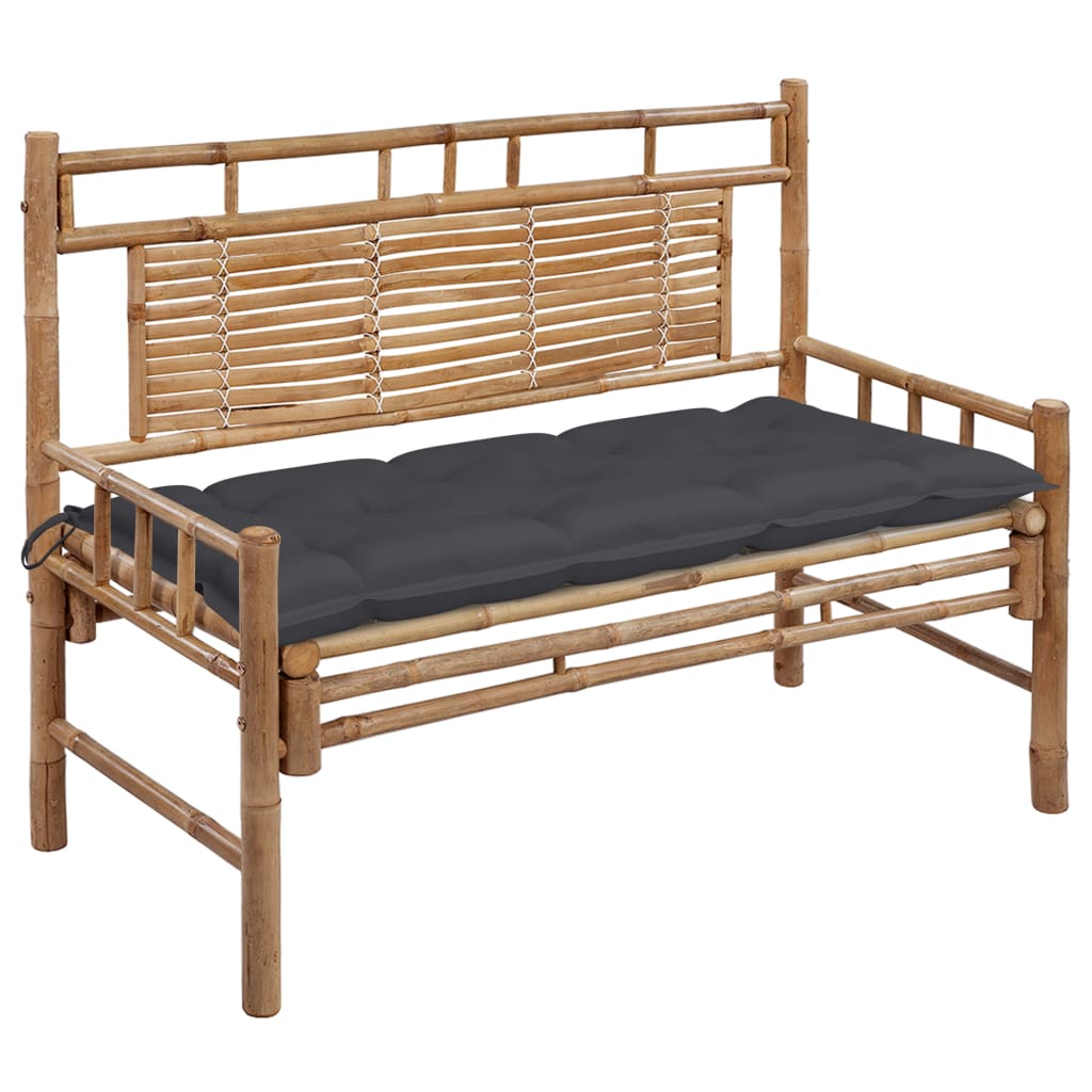 vidaXL Sodo suoliukas su pagalvėle, 120cm, bambukas (41504+314944)