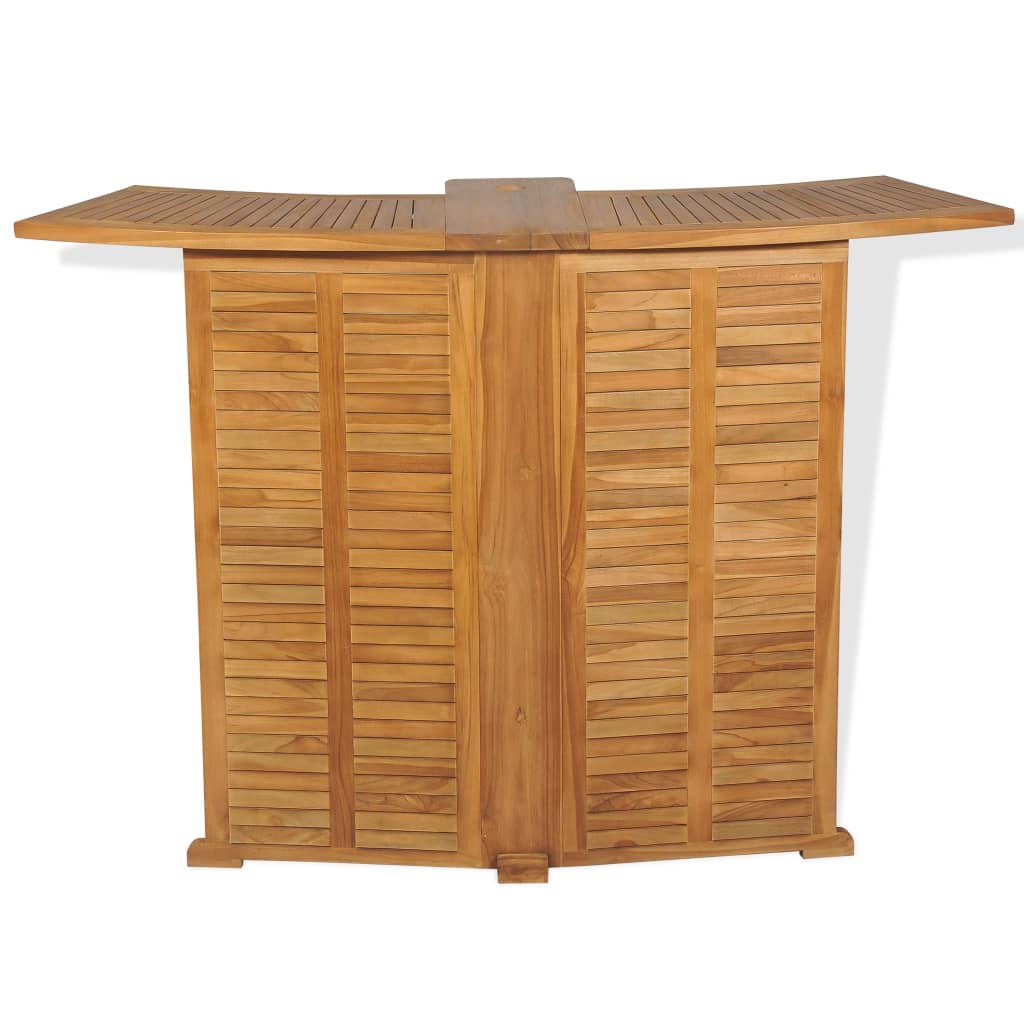 vidaXL Sulankstomas baro stalas, tikmedžio masyvas, 155x53x105cm