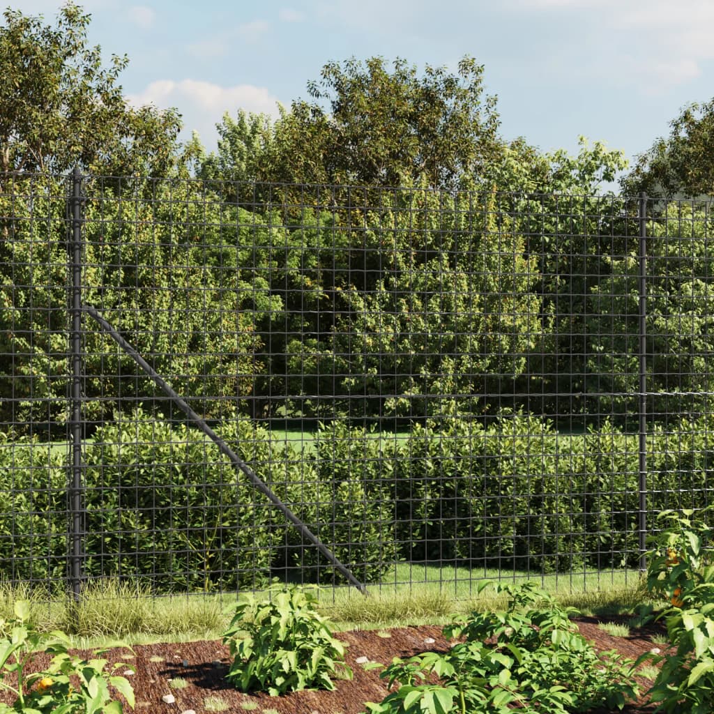 vidaXL Vielinė tinklinė tvora su flanšais, antracito spalvos, 2x25 m