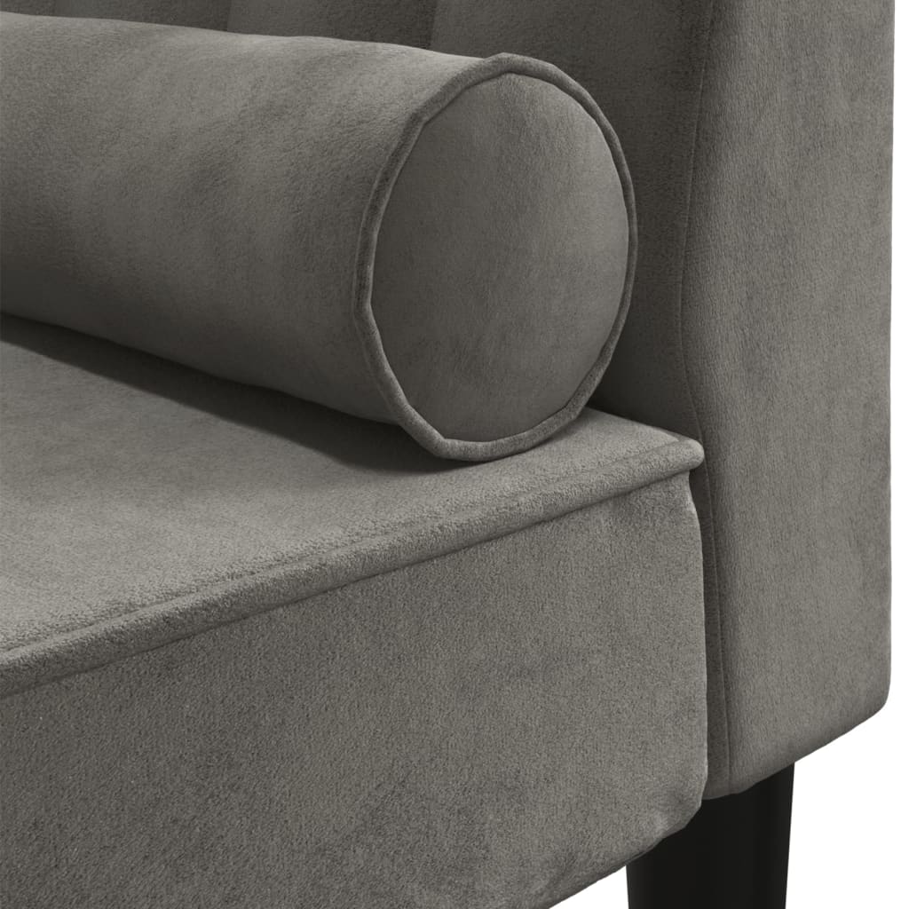 vidaXL Poilsio sofa su ilga pagalve, tamsiai pilkos spalvos, aksomas