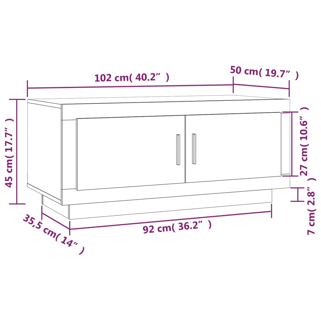 vidaXL Kavos staliukas, baltas/ąžuolo, 102x50x45cm, apdirbta mediena