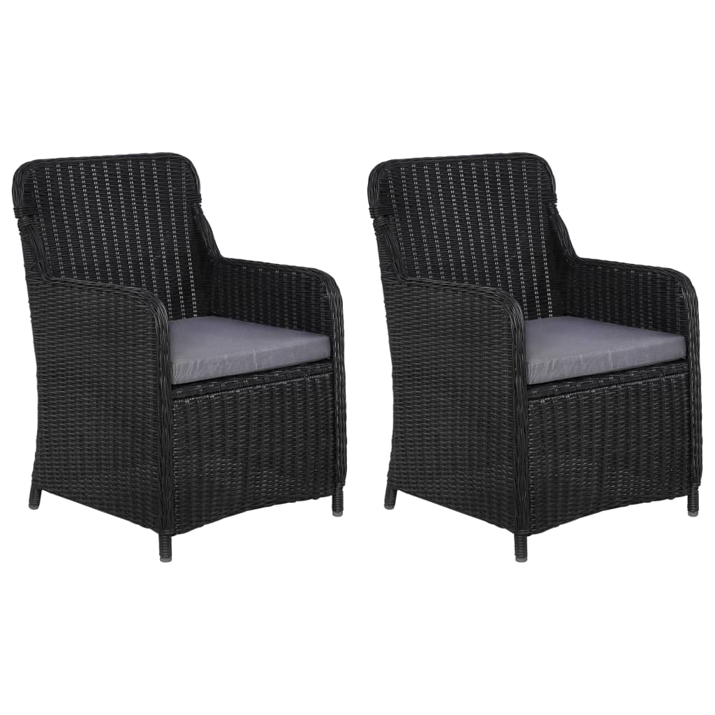 vidaXL Lauko kėdės su pagalvėlėmis, 2vnt., juodos sp., poliratanas