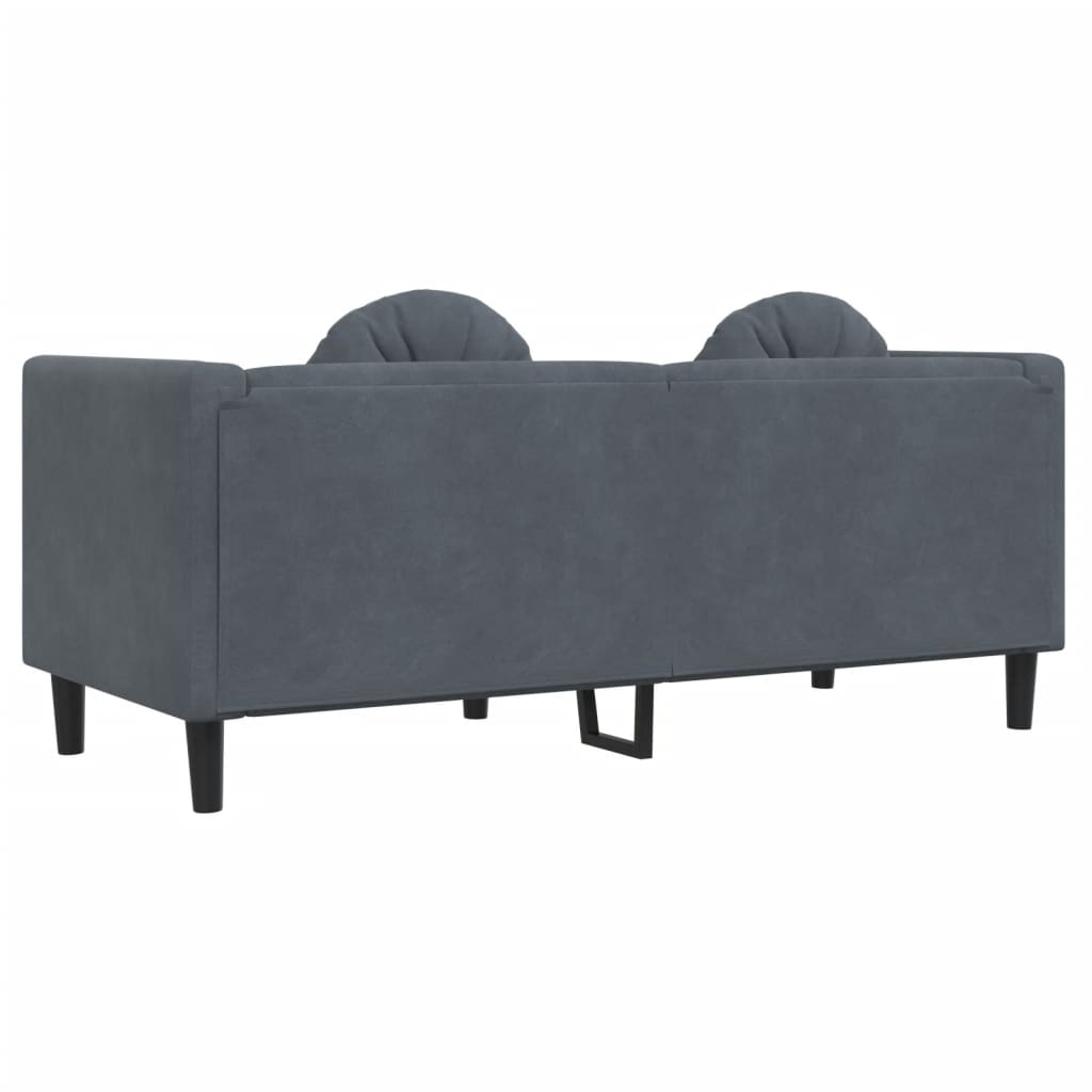 vidaXL Dvivietė sofa su pagalvėlėmis, tamsiai pilkos spalvos, aksomas