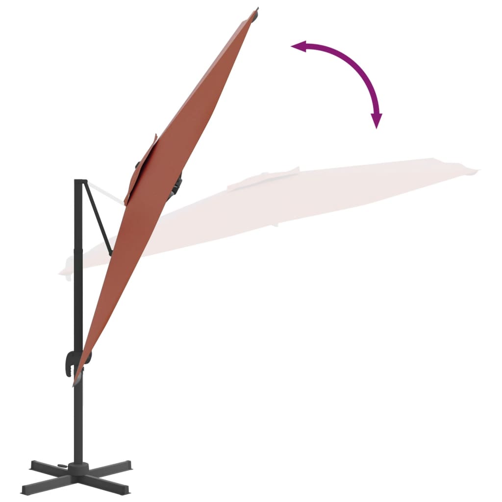 vidaXL Gembės formos skėtis su aliuminiu stulpu, terakota, 400x300cm