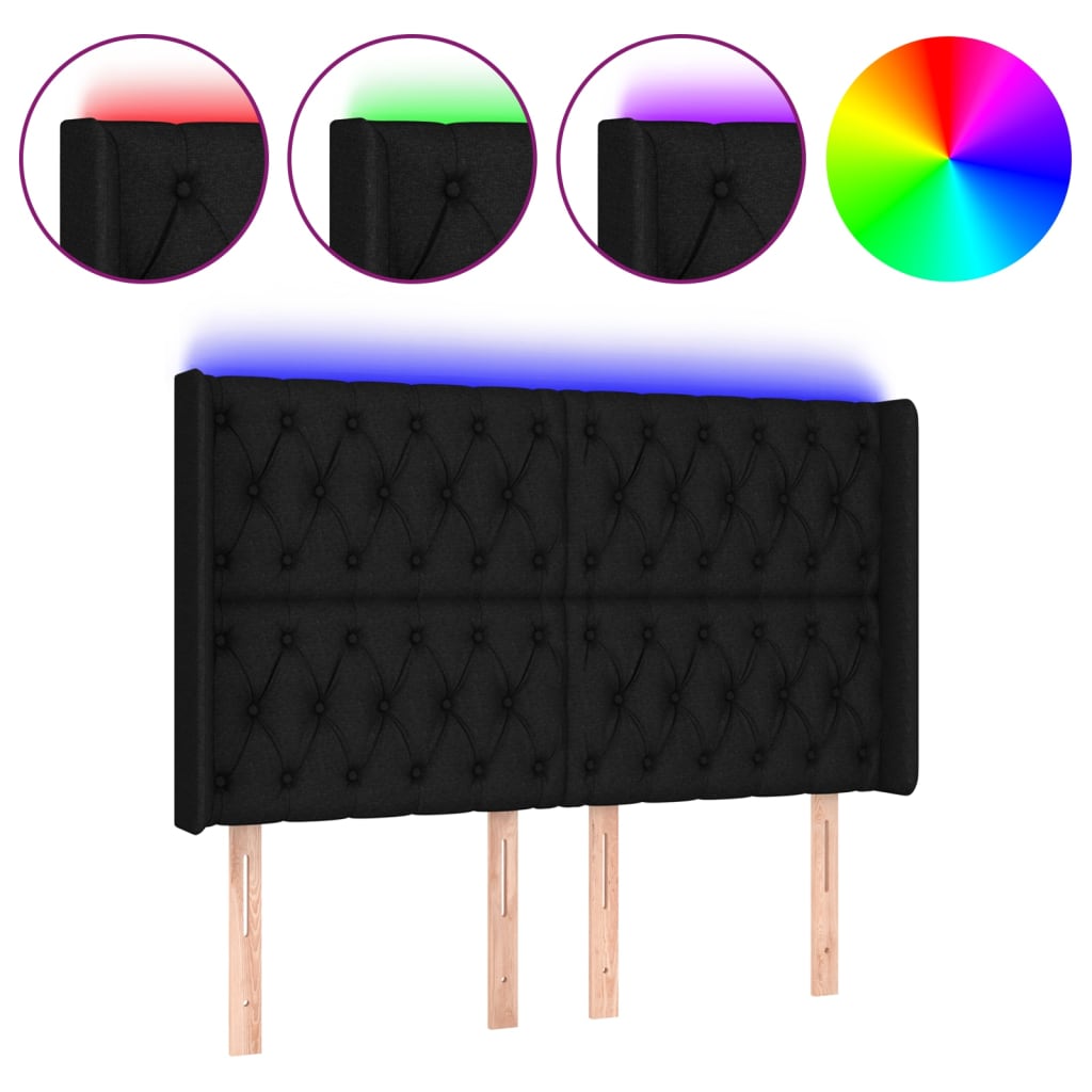 vidaXL Galvūgalis su LED, juodos spalvos, 163x16x118/128cm, audinys