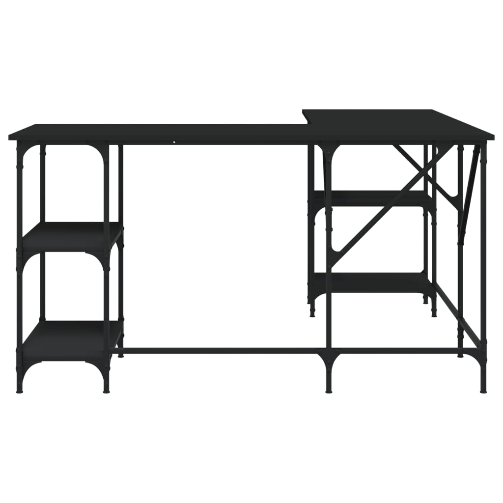 vidaXL Rašomasis stalas, juodas, 139x139x75cm, apdirbta mediena