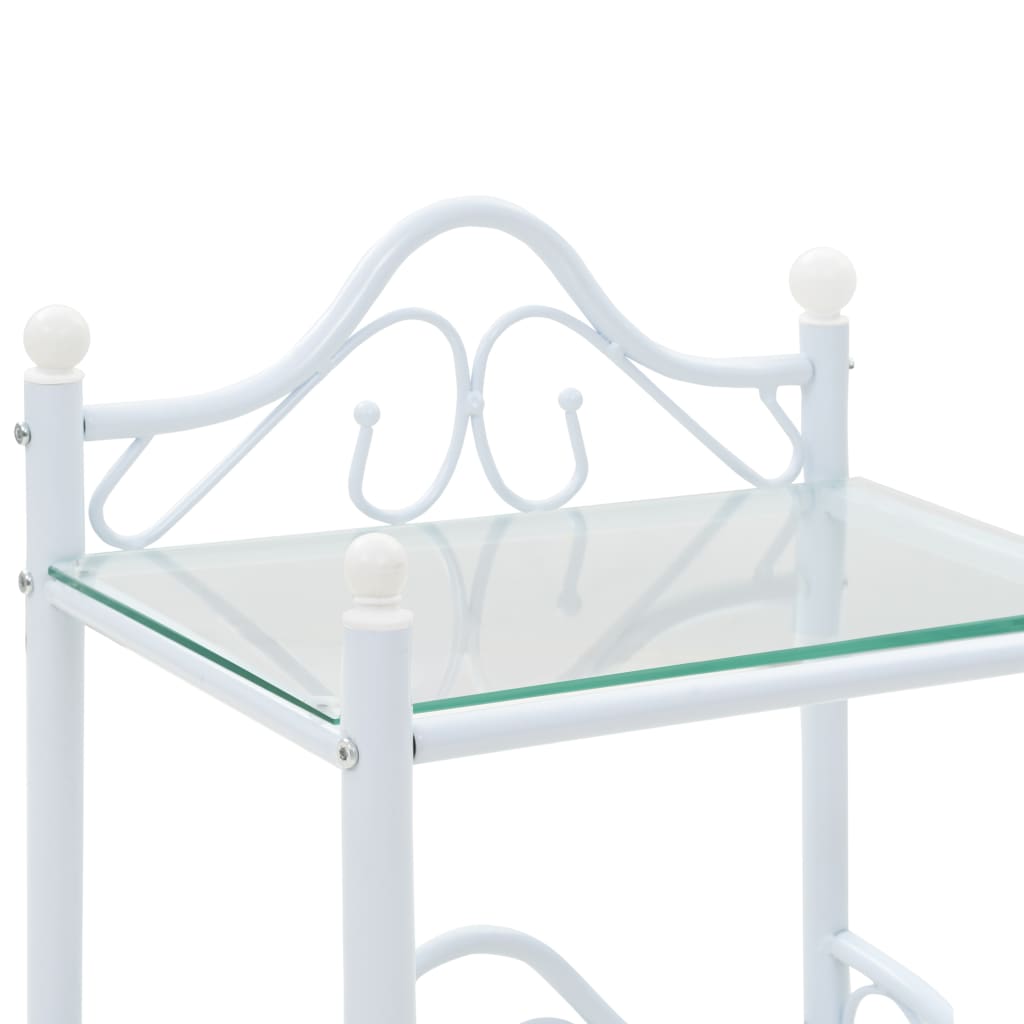vidaXL Nakt. staliukas, plien. ir grūd. stikl., 45x30,5x60cm, baltas