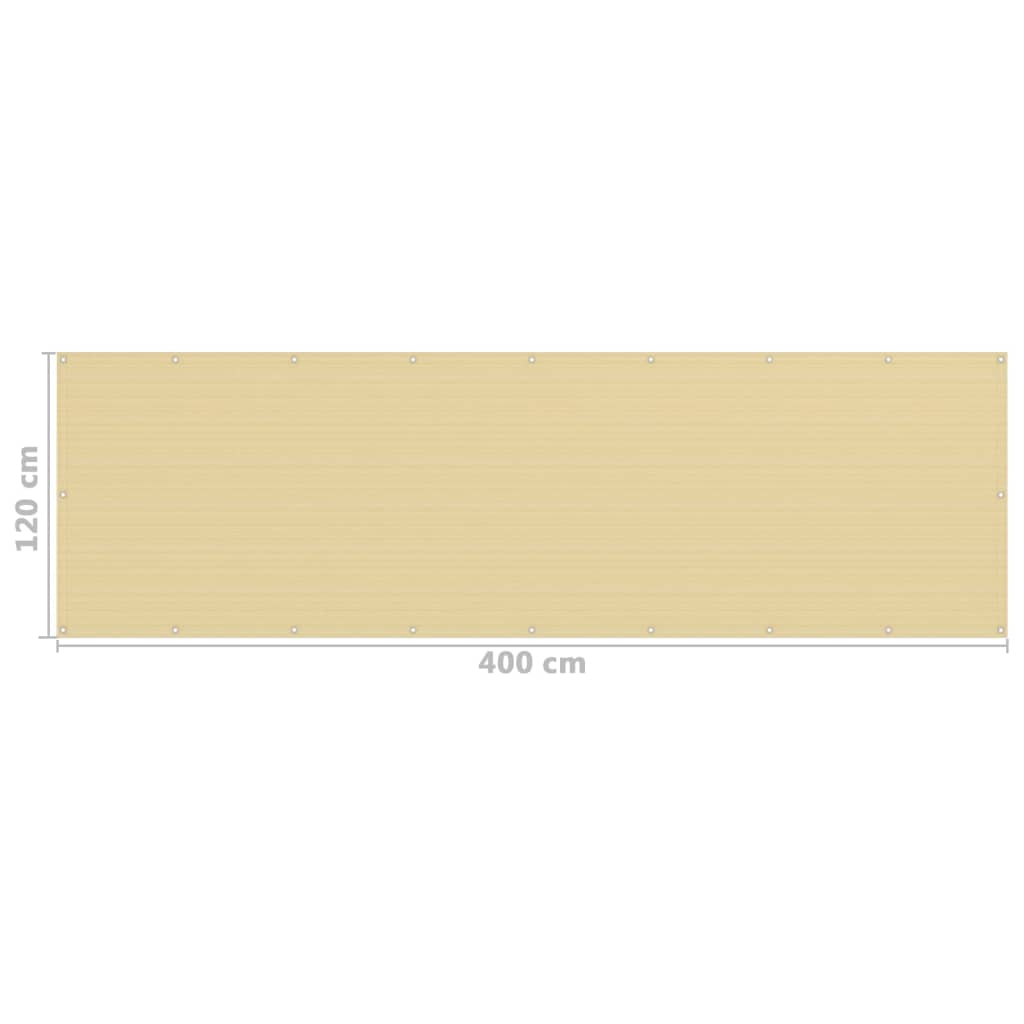 vidaXL Balkono pertvara, smėlio spalvos, 120x400cm, HDPE