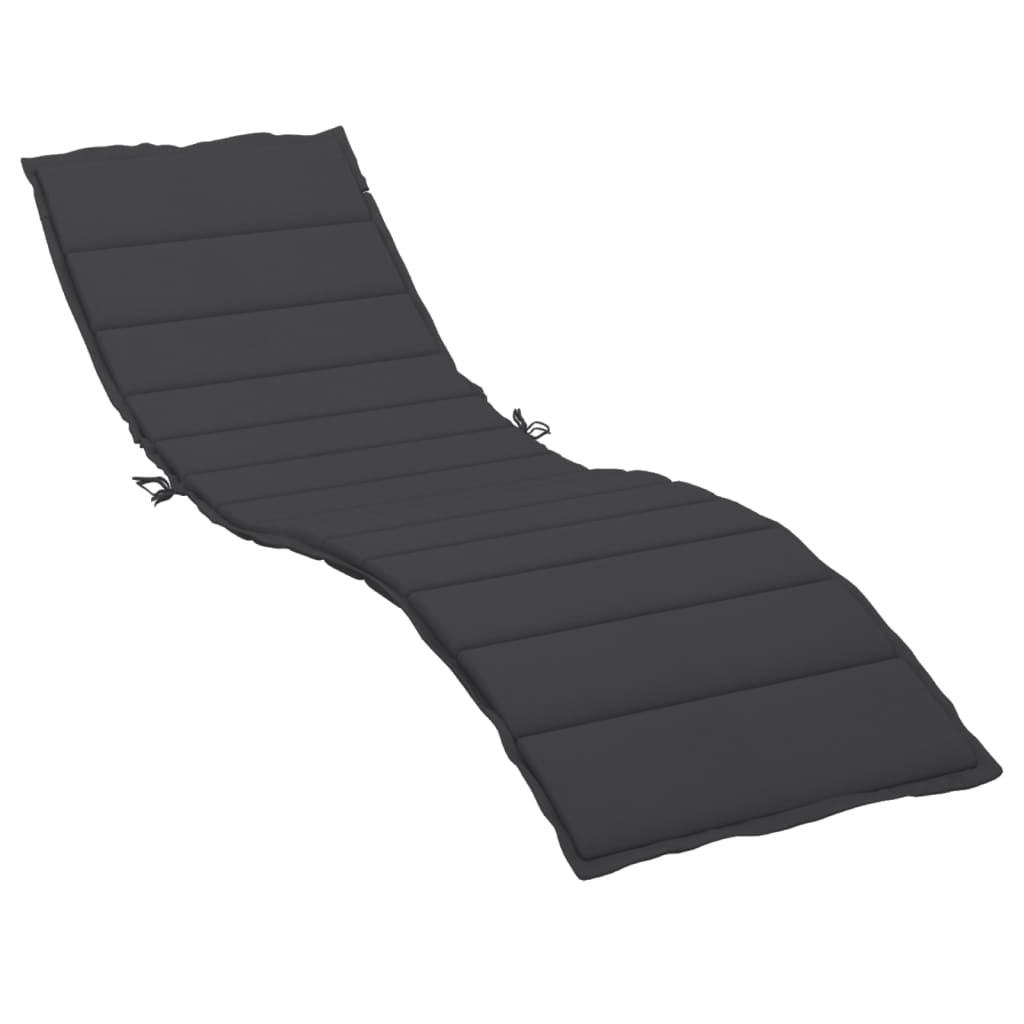 vidaXL Saulės gulto čiužinukas, juodos spalvos, 200x50x3cm, audinys