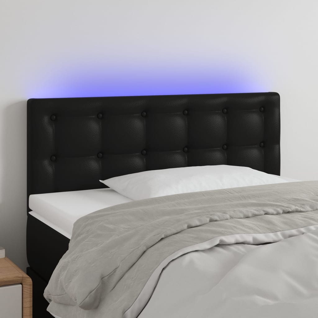 vidaXL Galvūgalis su LED, juodos spalvos, 100x5x78/88cm, dirbtinė oda