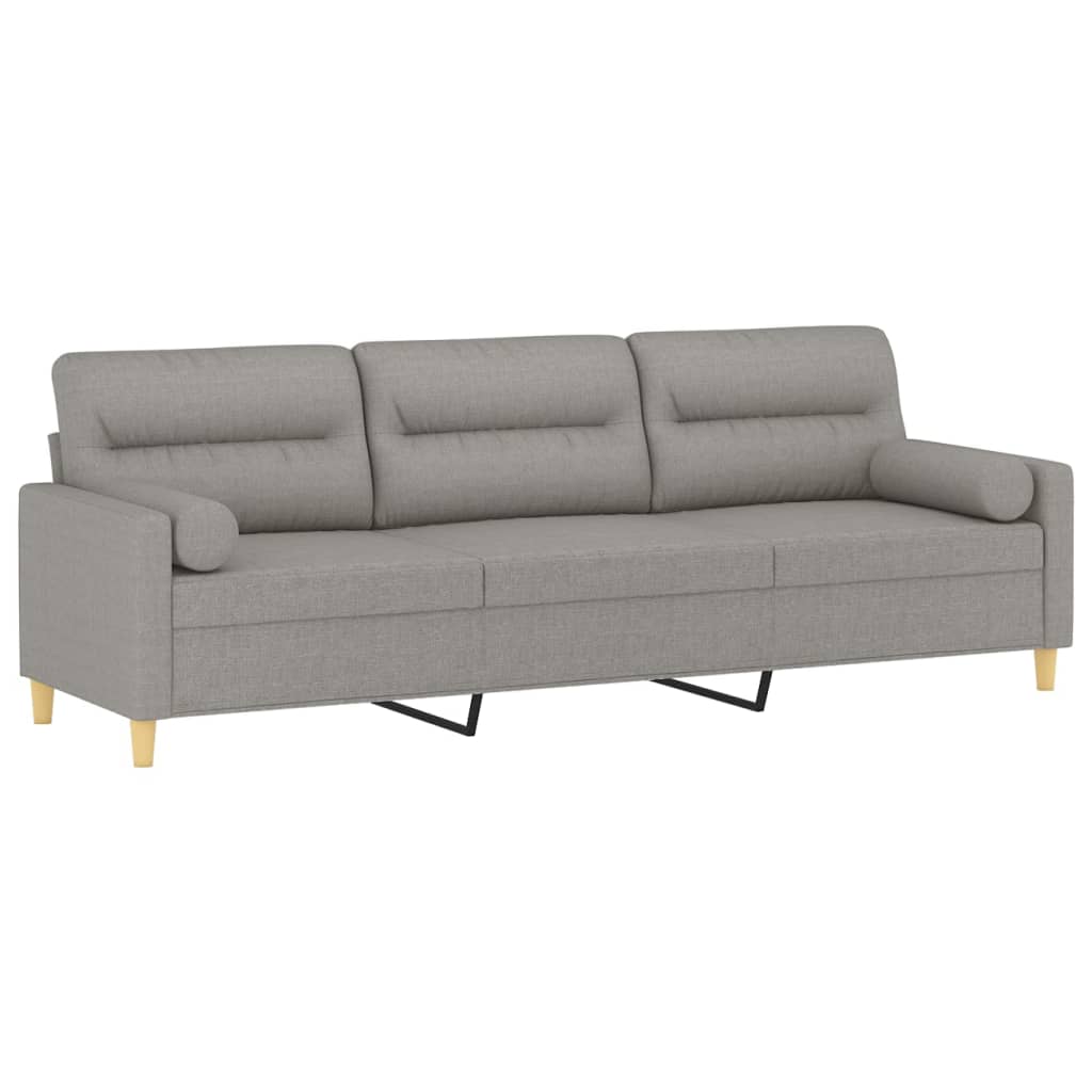 vidaXL Trivietė sofa su pagalvėmis, šviesiai pilka, 210cm, audinys