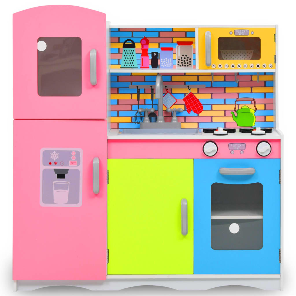 vidaXL Vaikiška virtuvėlė, įvairių spalvų, 80x30x85cm, MDF