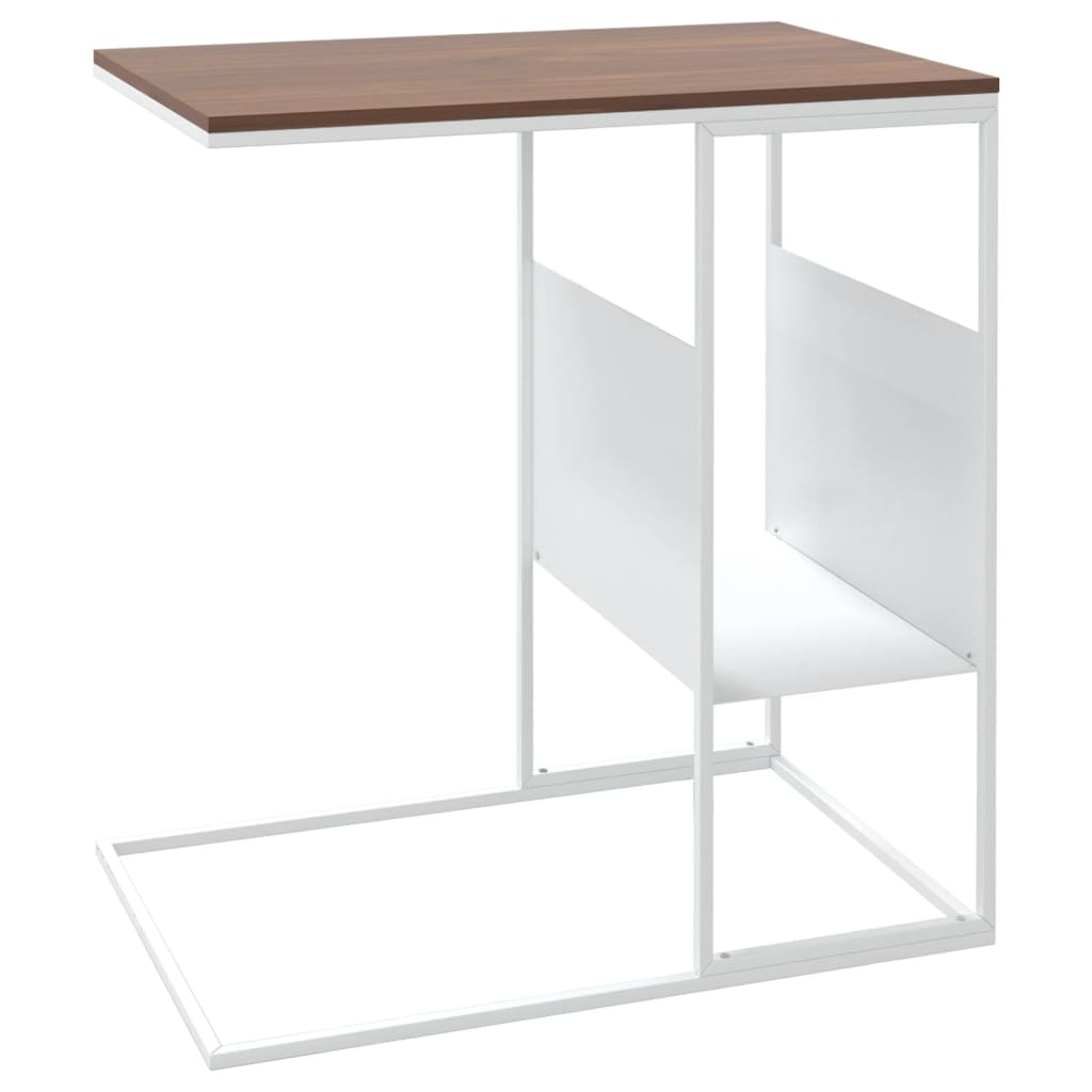 vidaXL Šoninis staliukas, baltas, 55x36x59,5cm, apdirbta mediena