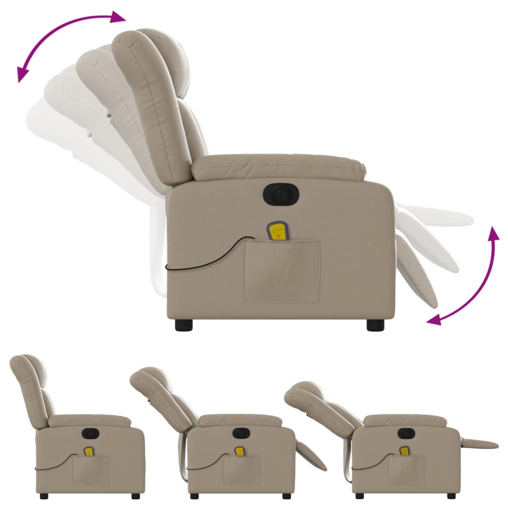 vidaXL Elektrinis atlošiamas masažinis krėslas, kapučino, dirbtinė oda