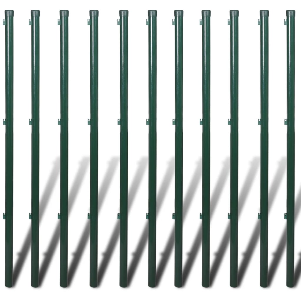 vidaXL Tinklinė tvora su stulpais, žalia, 1,0x25m, plienas