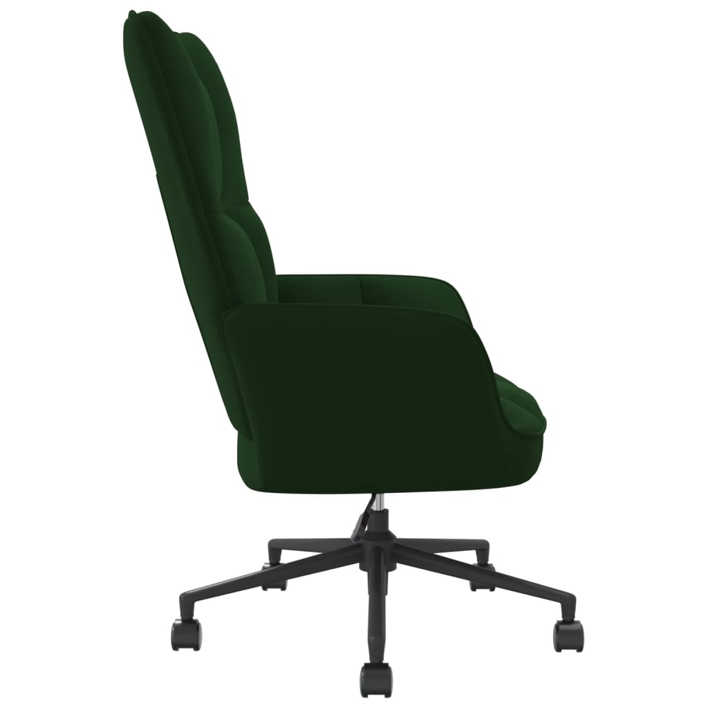 vidaXL Poilsio kėdė, tamsiai žaliai spalvos, aksomas
